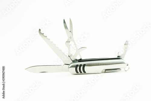 multifunctional folding knife on a white background