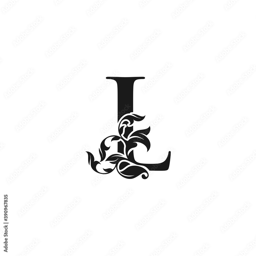 Ornate Luxury Floral Letter L Initial Logo Icon, Monogram Floral Leaf Logo Design. Ornate Luxury Floral Letter L Initial Logo Icon, Monogram Floral Leaf Logo Design.