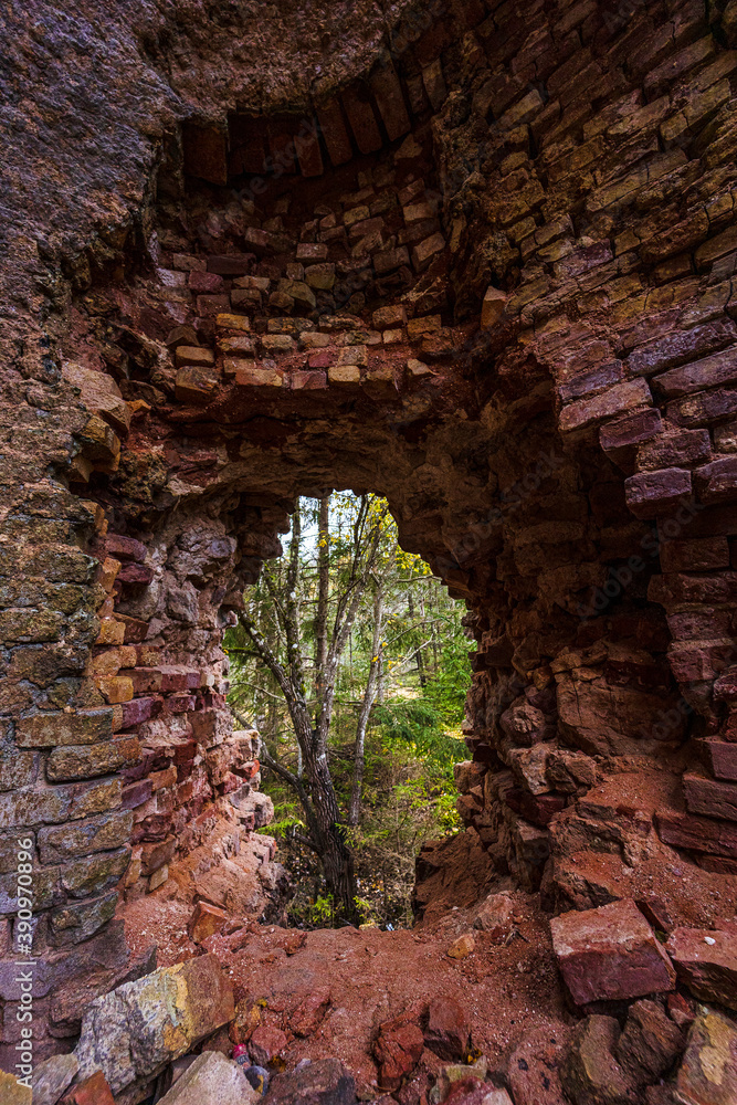 Naklejka premium An old brick kiln has almost collapsed