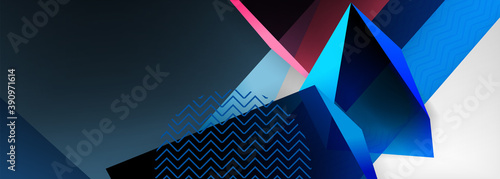 Low poly 3d geometric shapes, minimal abstract background. Vector illustrations for covers, banners, flyers and posters and other