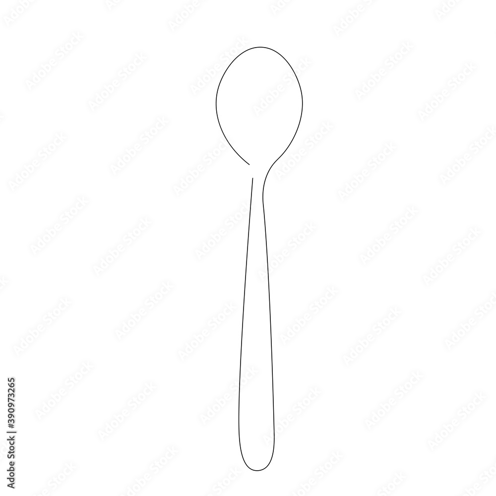 Spoon line drawing on white background, vector illustration Spoon line drawing on white background, vector illustration