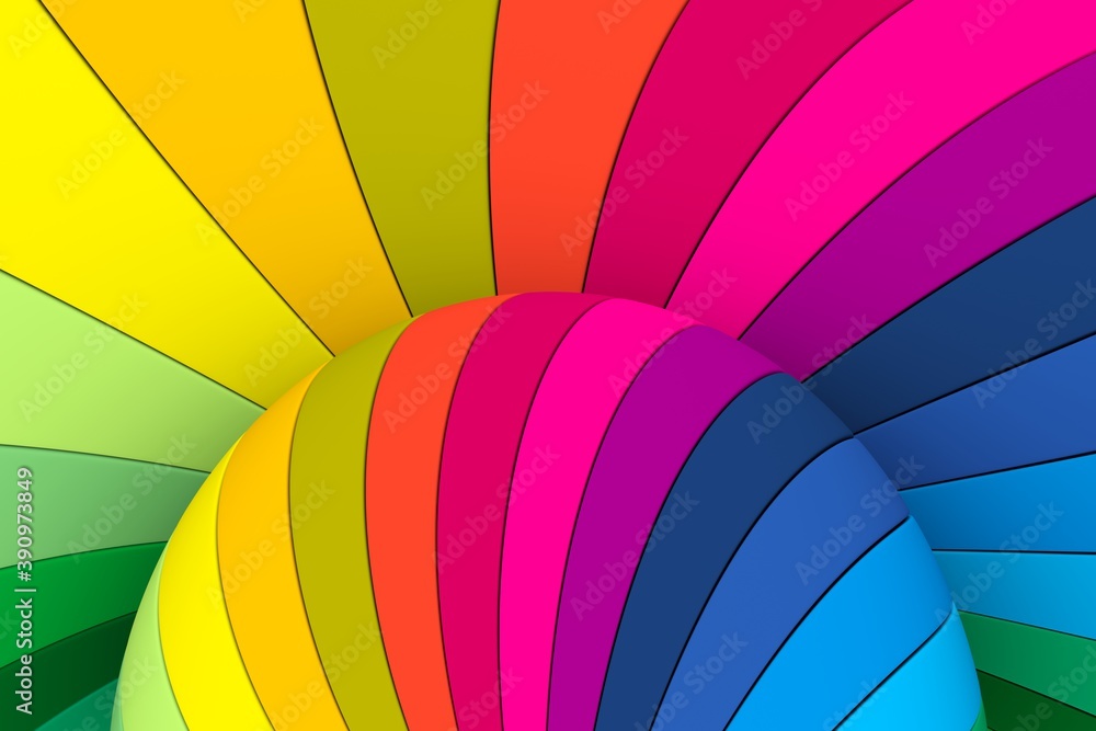 Obraz premium Colorful hemisphere lines abstract background 3D render illustration