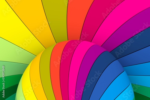 Colorful hemisphere lines abstract background 3D render illustration