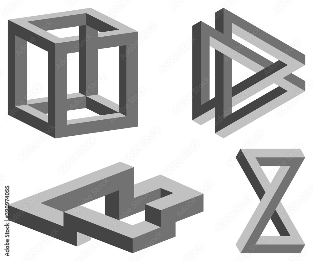 optical illusion impossible figures on a white background optical illusion impossible figures on a white background