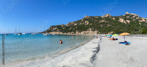 Fototapeta Naklejka Na Ścianę i Meble -  Corse Corsica Roccapina beach paradise beach with turquoise water and sandy beach