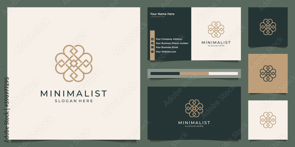 Naklejka premium Minimalist elegant abstract flower logo design