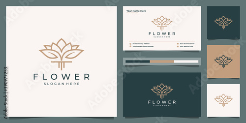 Luxury lotus flower logo beauty symbol for spa, yoga and beauty care logo design and business card