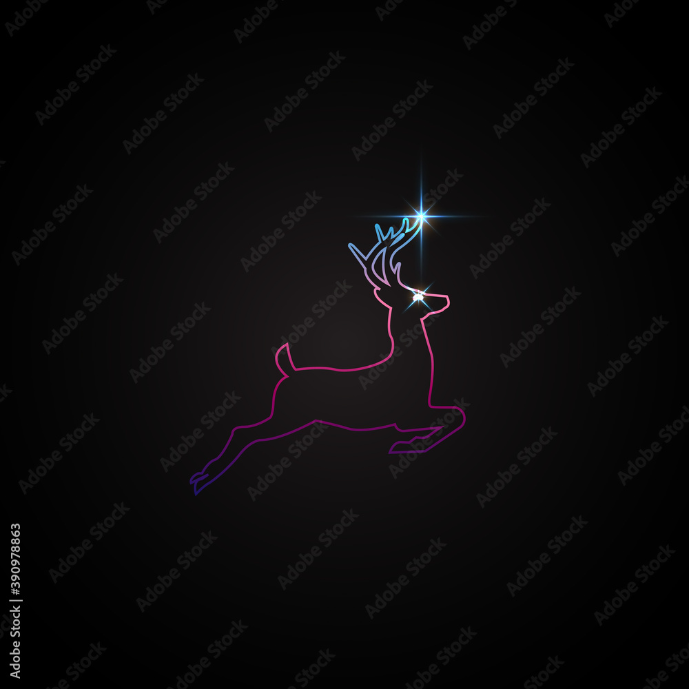 Fototapeta premium Deer outline with star glitters for christmas greeting and illustration. eps 10