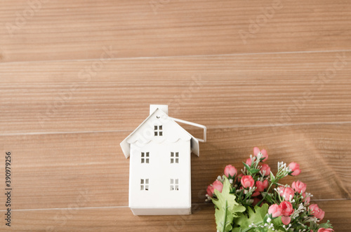 Home model in vintage tone with beautiful flower bouqet