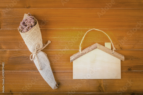 Home model in vintage tone with beautiful flower bouqet
