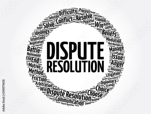 Dispute Resolution word cloud collage, concept background