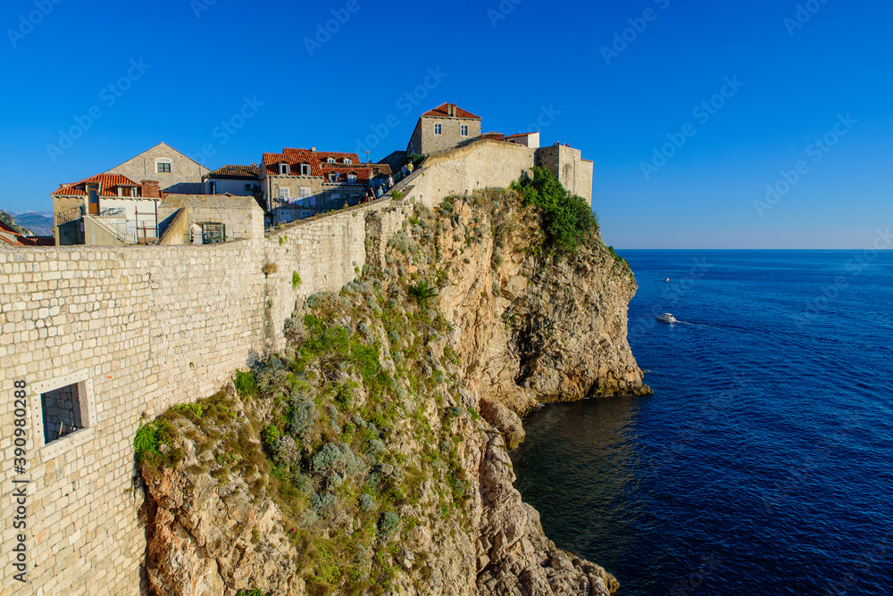 Walls of Dubrovnik surrounding the old city of Dubrovnik in Croatia