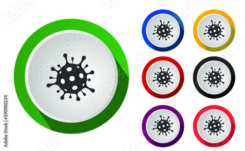 Corona virus icon set.With 7 color option