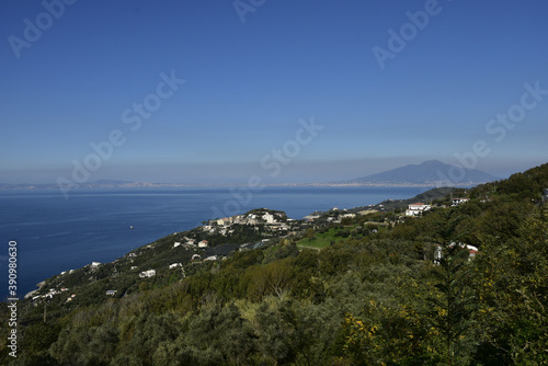 Panoramic view of the coast in the province of Naples, Italy.