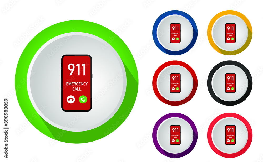 Emergency icon set.With 7 color options Emergency icon set.With 7 color options