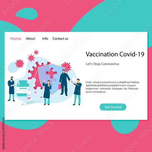 Vaccination covid-19 landing page. Immunization and prevent