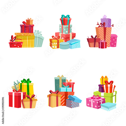 Gift box pile for present, party birthday and christmas surprise