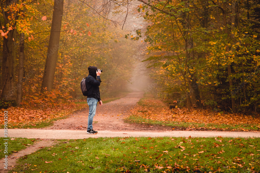 Fototapeta premium person walking in the park