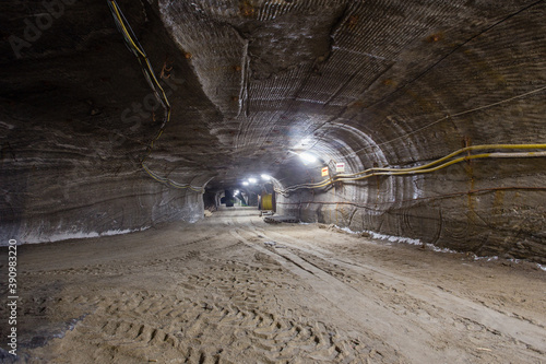 Salt potash mine underground tunnel amazing multicolored