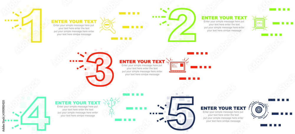Minimal business infographic template with number 5 options or steps colored version five Minimal business infographic template with number 5 options or steps colored version five