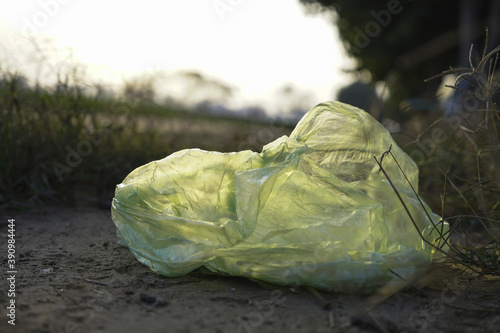plastic garbage in the park