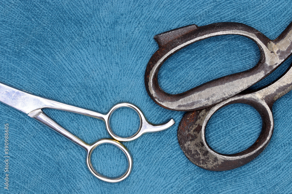 scissors on a fabric background scissors on a fabric background