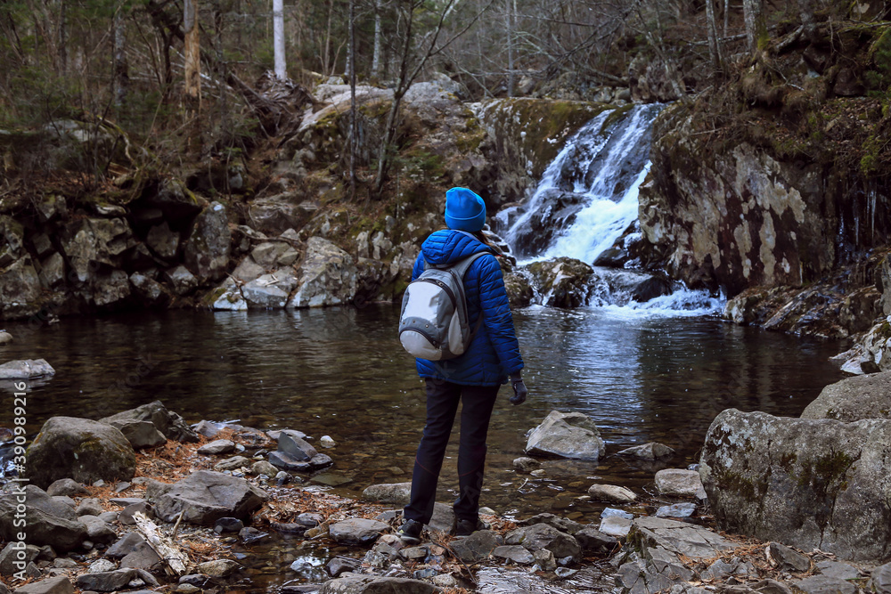 Tourist girl in the nature