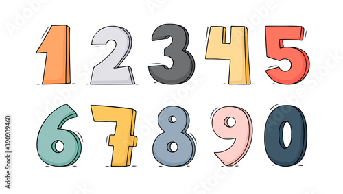 Cartoon set with different numbers.
