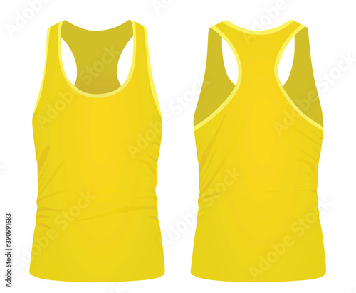 Yellow  sleeveless t shirt. vector illustration