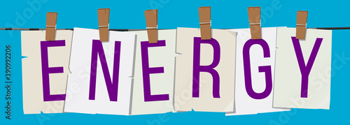 Word "Energy" attached with hairpins