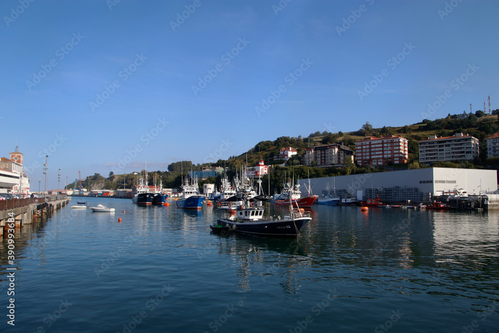 Fish boats in a harbur of Basque Country