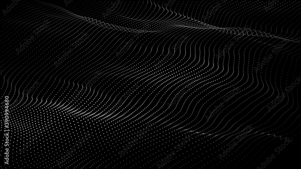 Big data stream. Abstract wave with moving dots. Flow of particles. Vector cyber technology illustration. Big data stream. Abstract wave with moving dots. Flow of particles. Vector cyber technology illustration.