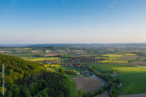 Summer landscape over a village in Germany