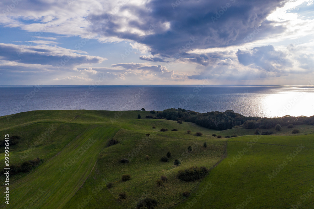Fototapeta premium Drone panorama over area Moenchgut on Ruegen, Germany