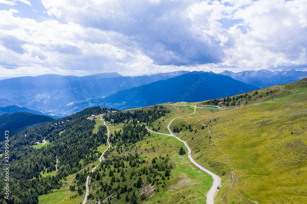 Drone panorama over Seiser Alm in South Tyrol in Italy Drone panorama over Seiser Alm in South Tyrol in Italy