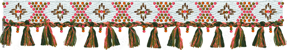 ethnic patterned tassel ribbon ornament. Design element vector