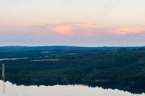 sunset on the lake of Montpezat, Verdon