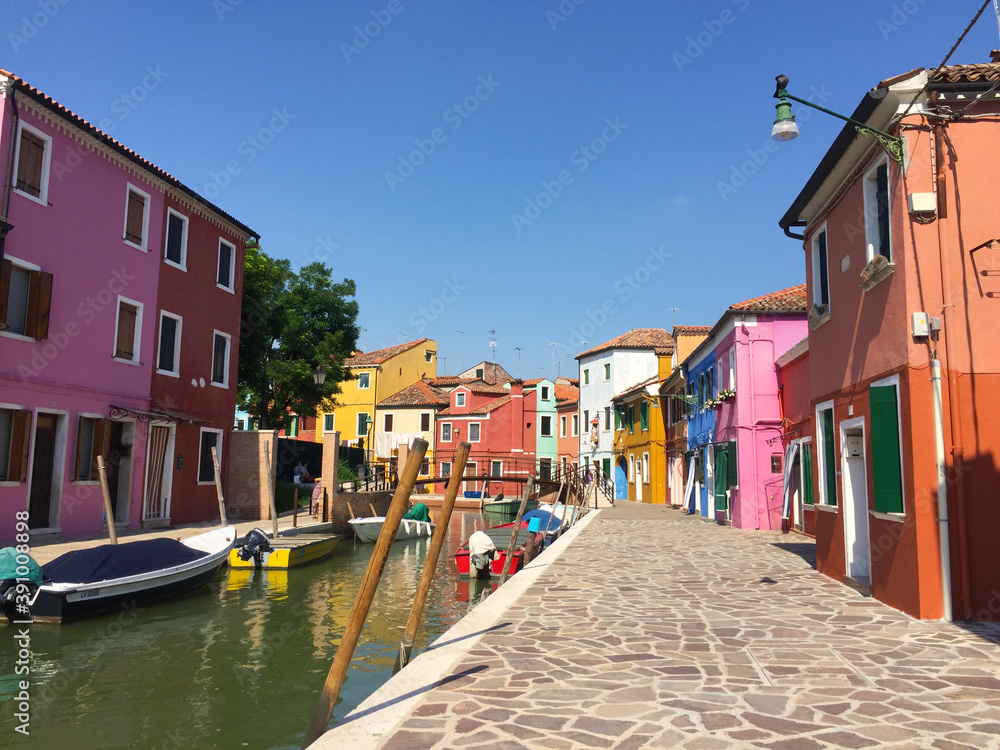 view of Burano island in Venice Italy