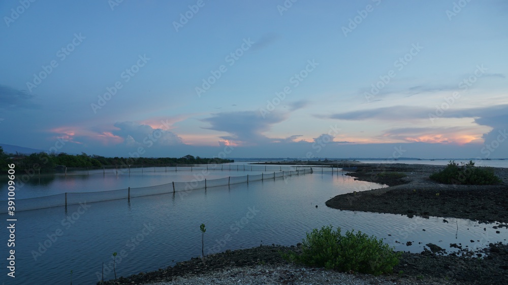 Twilight on the beautiful and exotic sky on the north coast of Jepara.
