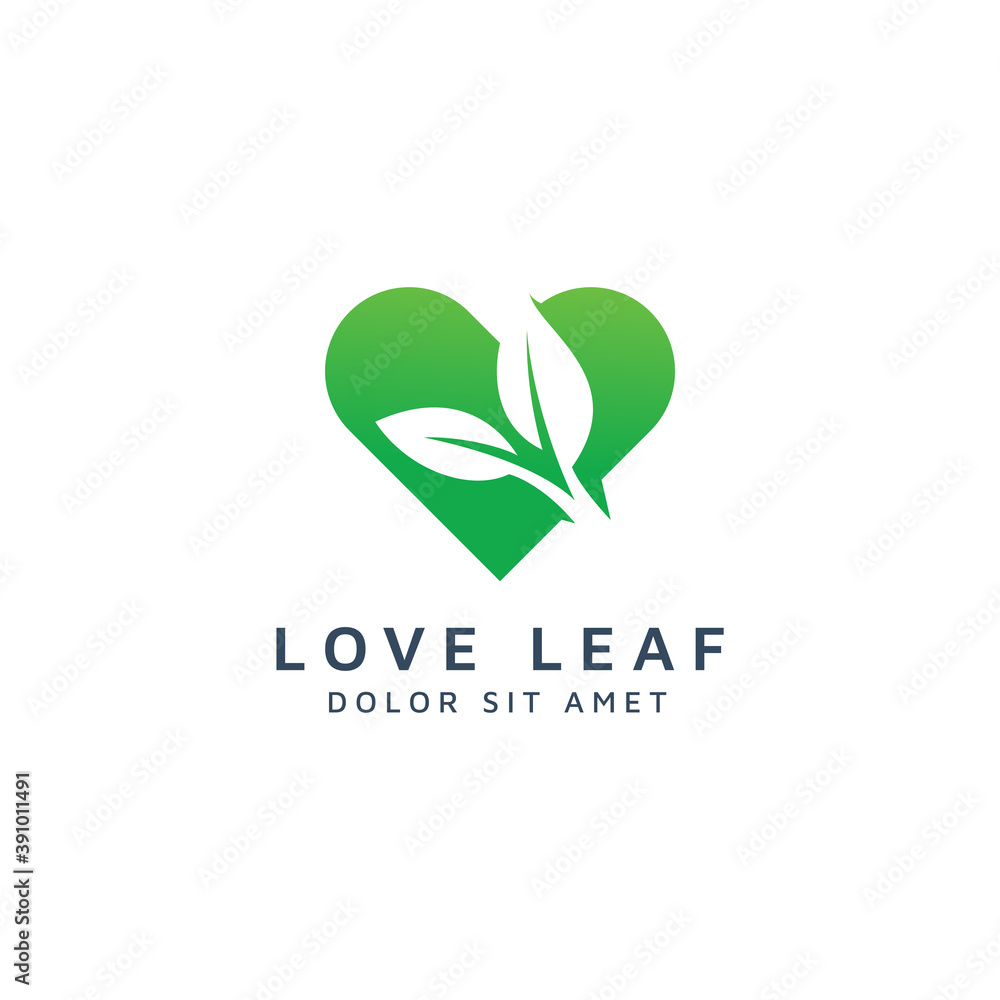 love and leaf negative space logo design love and leaf negative space logo design