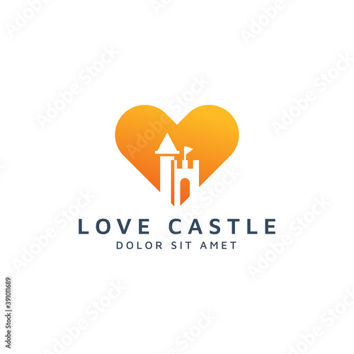 love and castle negative space logo design