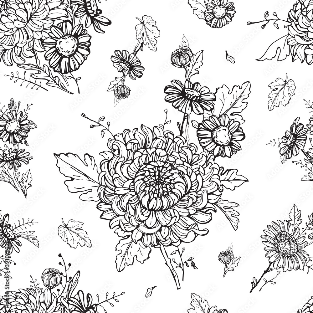 Chrysanthemums seamless pattern Chrysanthemums seamless pattern