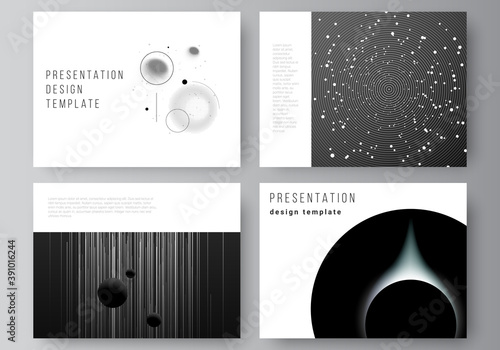 Vector layout of the presentation slides design business templates, multipurpose template for presentation brochure, brochure cover. Tech science future background, space design astronomy concept.