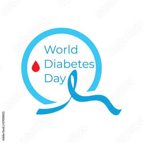 World diabetes day awareness design with blue circle and ribbon