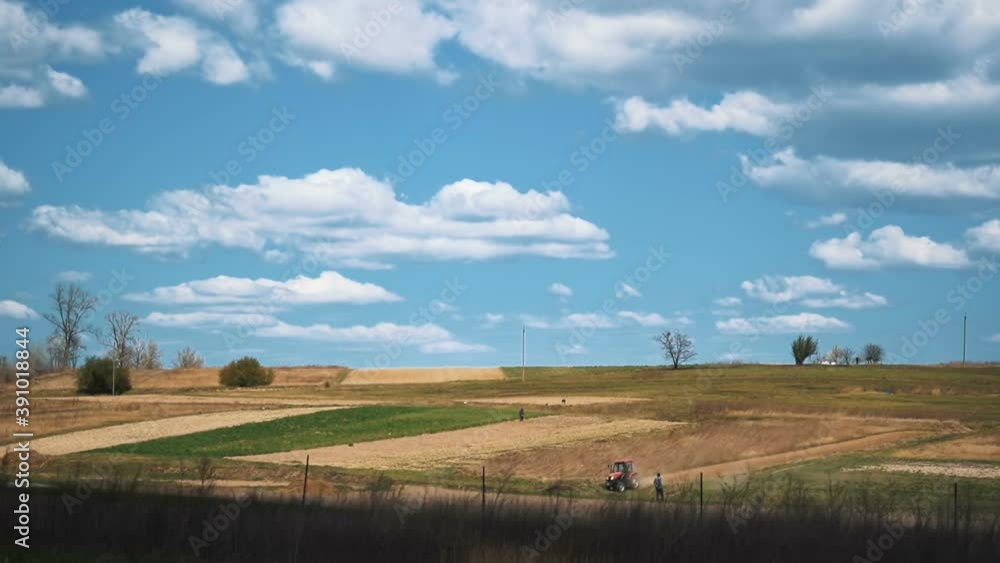 Field work, еhe tractor works the land, timeleps Field work, еhe tractor works the land, timeleps