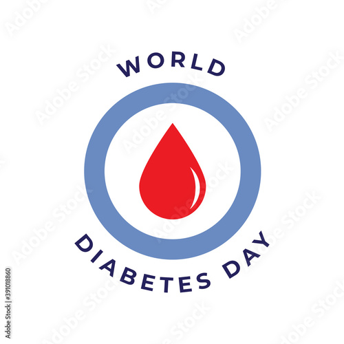World diabetes day awareness design with blue circle and ribbon