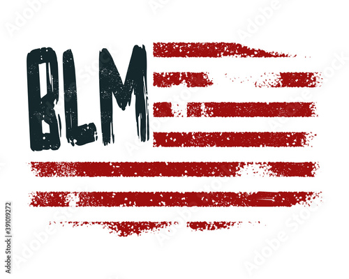 Black Lives Matter. Symbol of American Flag. Equality of races and skin colours. Vector illustration.