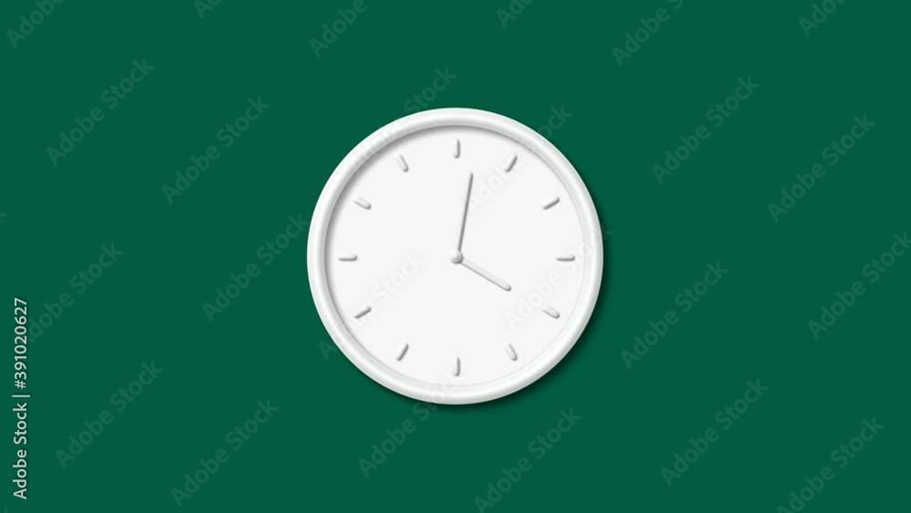 Amazing white color 12 hours 3d wall clock isolated on cyan dark background, Wall clock Amazing white color 12 hours 3d wall clock isolated on cyan dark background, Wall clock
