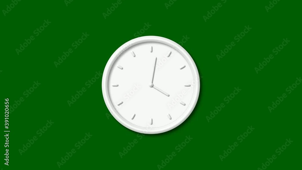 White 3d wall clock on green dark bac, 12 hours counting down 3d wall clock White 3d wall clock on green dark bac, 12 hours counting down 3d wall clock