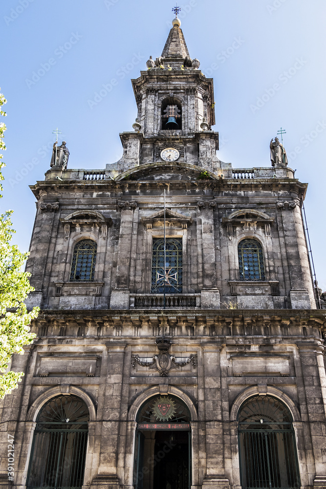 Fototapeta premium The Holy Trinity Church (Igreja da Santissima Trindade, 1841) is a church in the city of Porto in Portugal, located in Praca da Trindade behind the building of the City Hall of Porto.